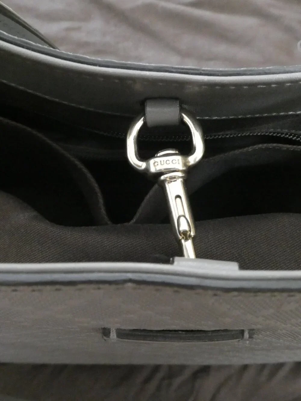 GUCCI Tote Bag Shoulder Bag Gray All Leaser